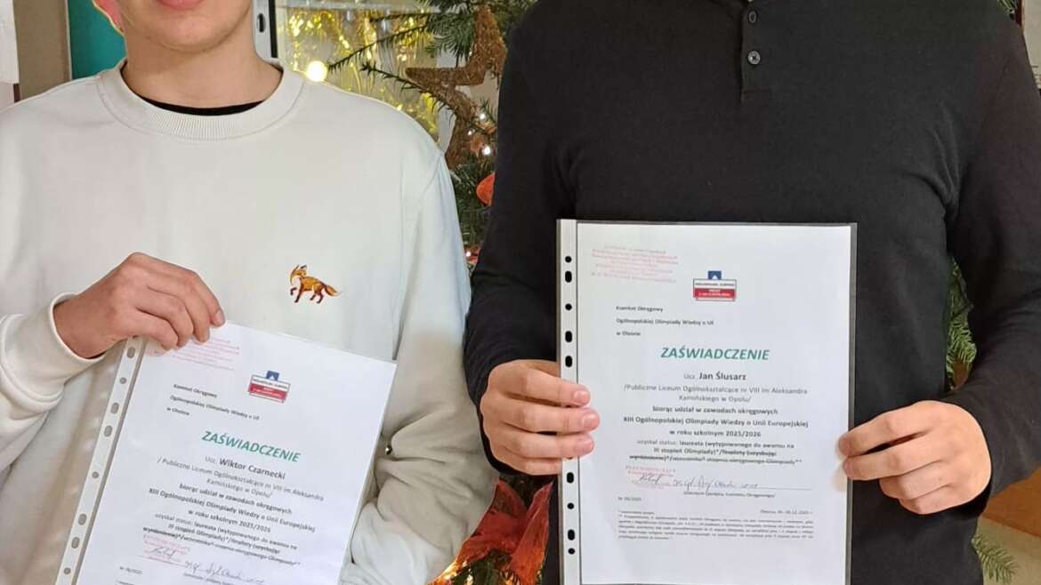 Trzej uczniowie PLO nr VIII będą reprezentować województwo opolskie w zawodach finałowych ogólnopolskich olimpiad COPTIOSH