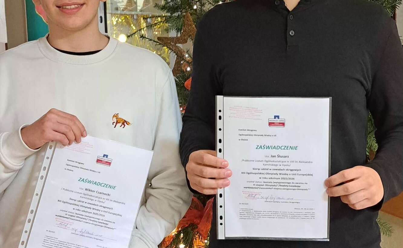 Trzej uczniowie PLO nr VIII będą reprezentować województwo opolskie w zawodach finałowych ogólnopolskich olimpiad COPTIOSH