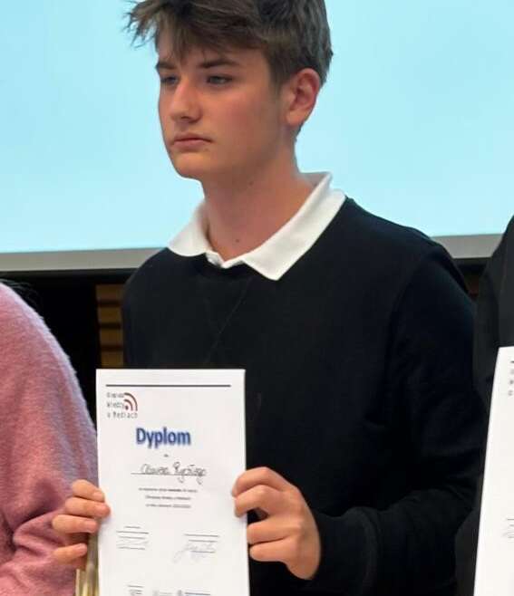 Oliwier Rychły został laureatem Olimpiady Wiedzy o Mediach