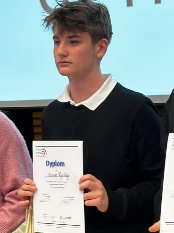 Oliwier Rychły został laureatem Olimpiady Wiedzy o Mediach